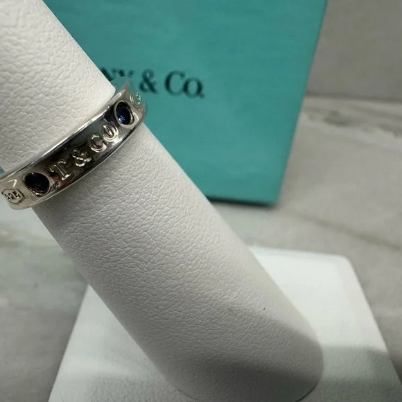 Tiffany & Co 1837 Ring in Silver with Sapphires, Narrow